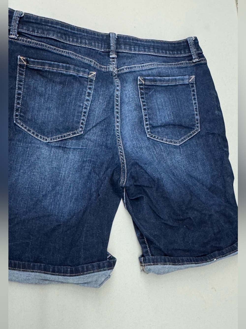 a.n.a Women's Dark Indigo Denim Plus Size Bermuda Blue Jean Shorts